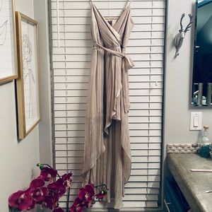 Express sparkly cream hi-low wrap dress NWT